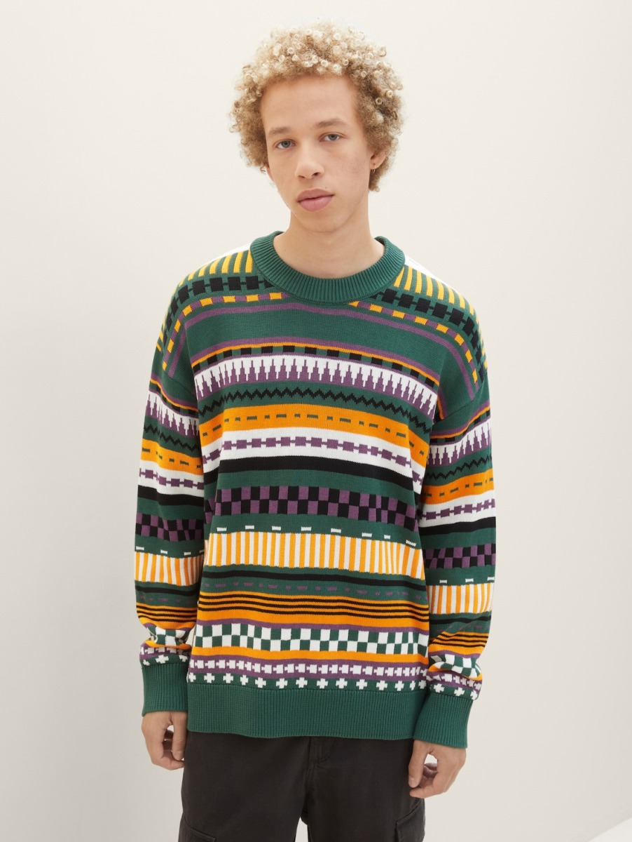 Mens Knitting Sweater Green Tom Tailor GOOFASH