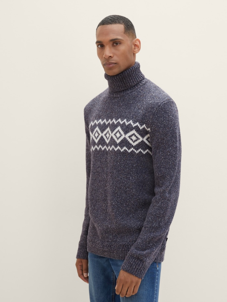 Mens Knitting Sweater in Blue from Tom Tailor GOOFASH