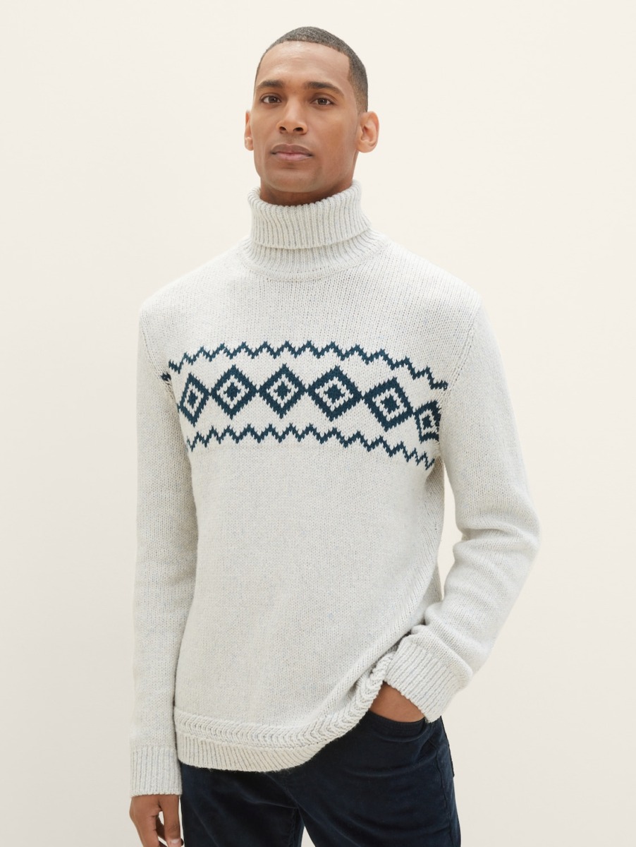 Mens Knitting Sweater in White at Tom Tailor GOOFASH