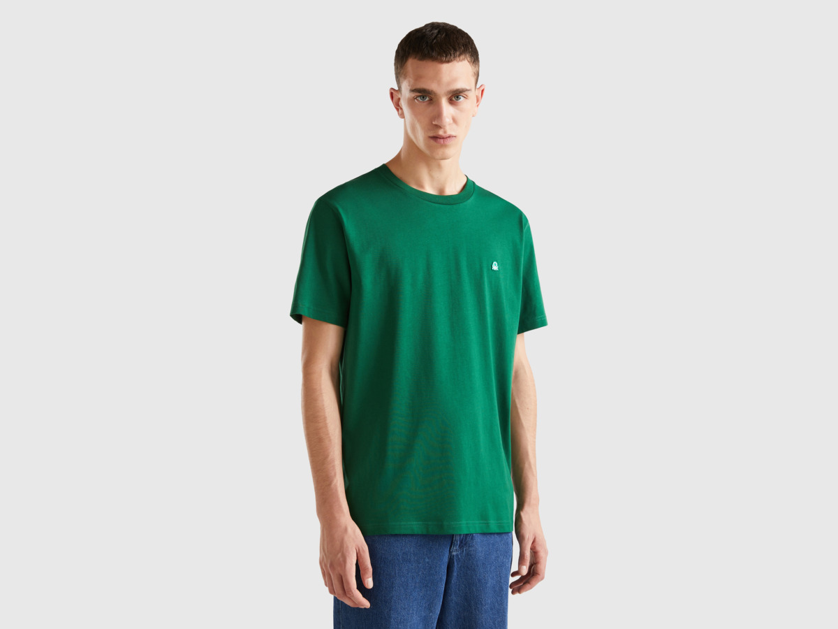 Men's T-Shirt in Green Benetton - United Colors of Benetton GOOFASH