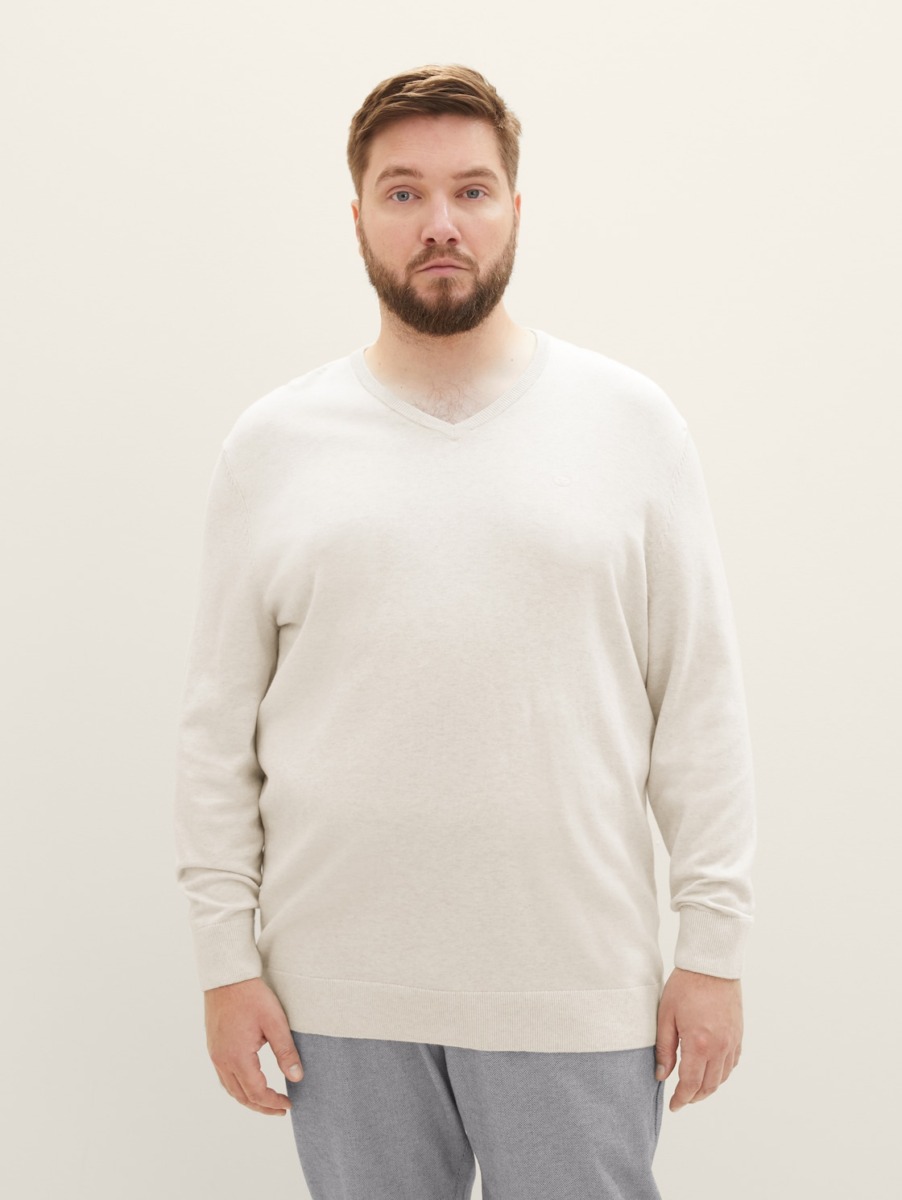 Mens White - Knitting Sweater - Tom Tailor GOOFASH