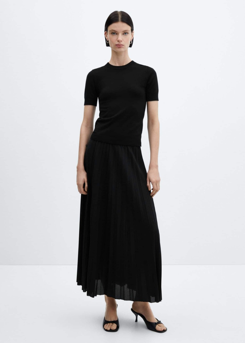 Pleated Skirt - Black - Mango - Women GOOFASH
