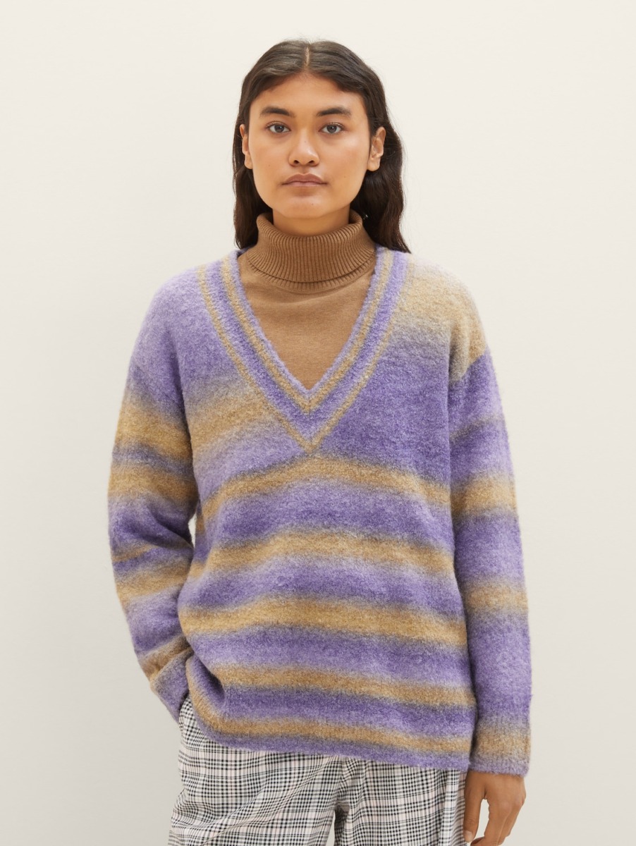 Purple Knitting Sweater - Tom Tailor GOOFASH