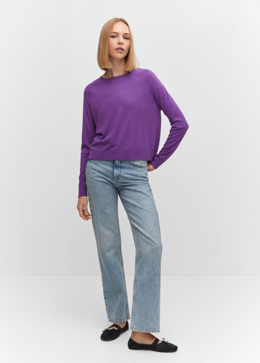 Purple Woman Knitting Sweater - Mango GOOFASH