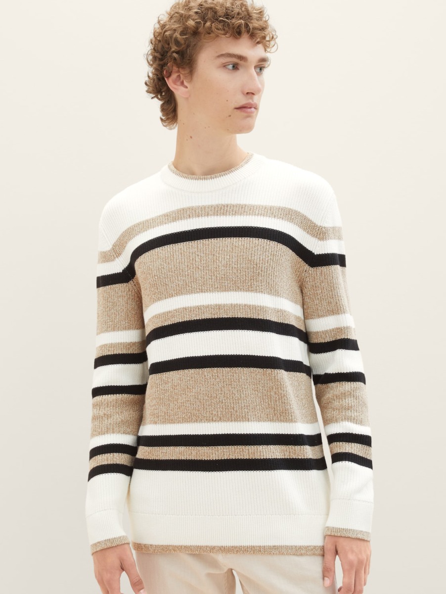Striped Man Knitting Sweater - Tom Tailor GOOFASH