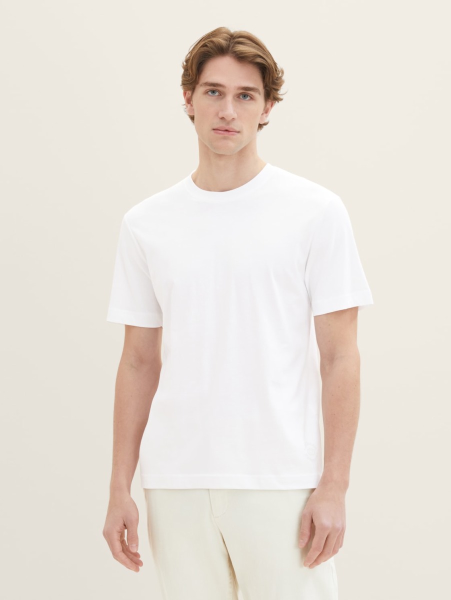 T-Shirt White Tom Tailor Man GOOFASH