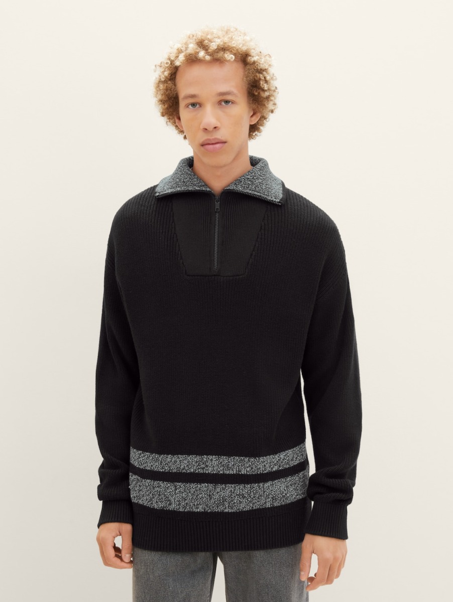 Tom Tailor Black Knitting Sweater GOOFASH