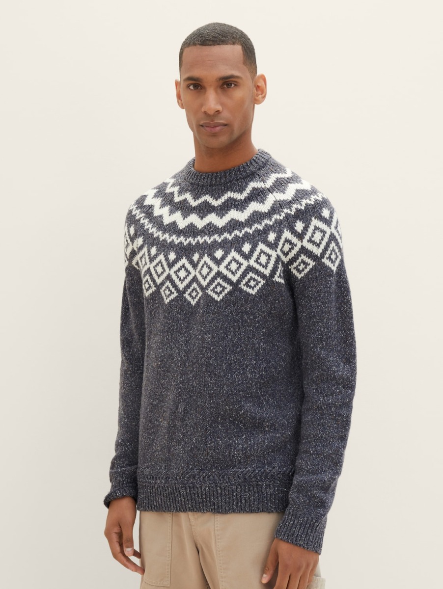 Tom Tailor Gents Blue Knitting Sweater GOOFASH
