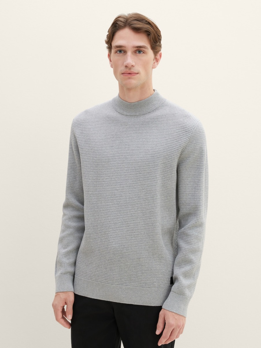 Tom Tailor - Gents Knitting Sweater Grey GOOFASH