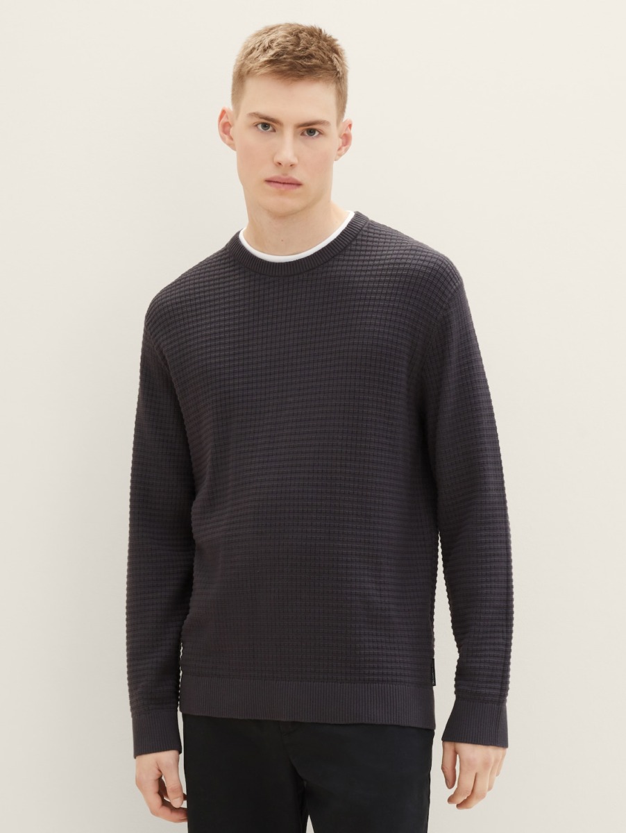 Tom Tailor - Gents Knitting Sweater in Grey GOOFASH