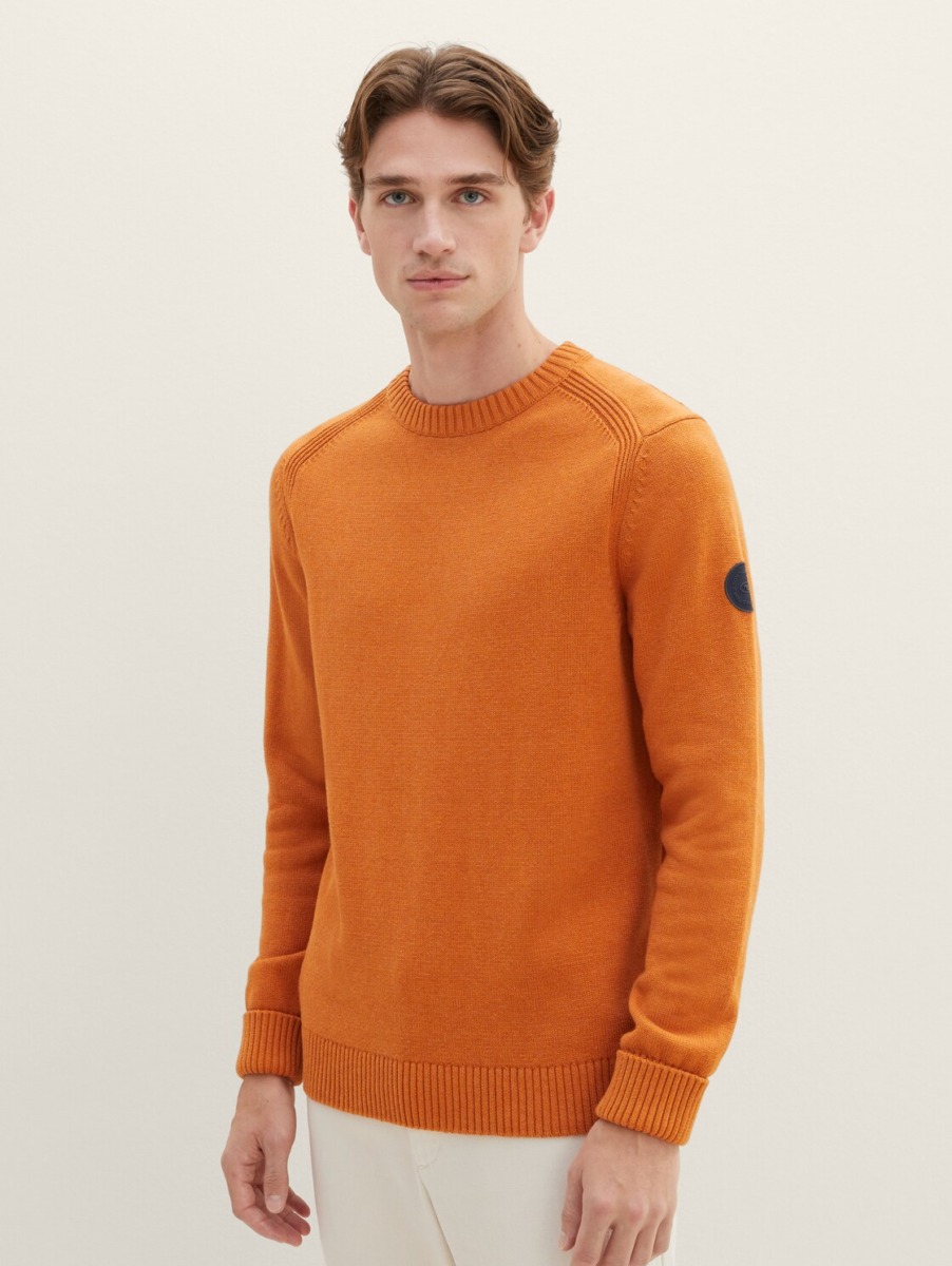 Tom Tailor Gents Knitting Sweater in Orange GOOFASH
