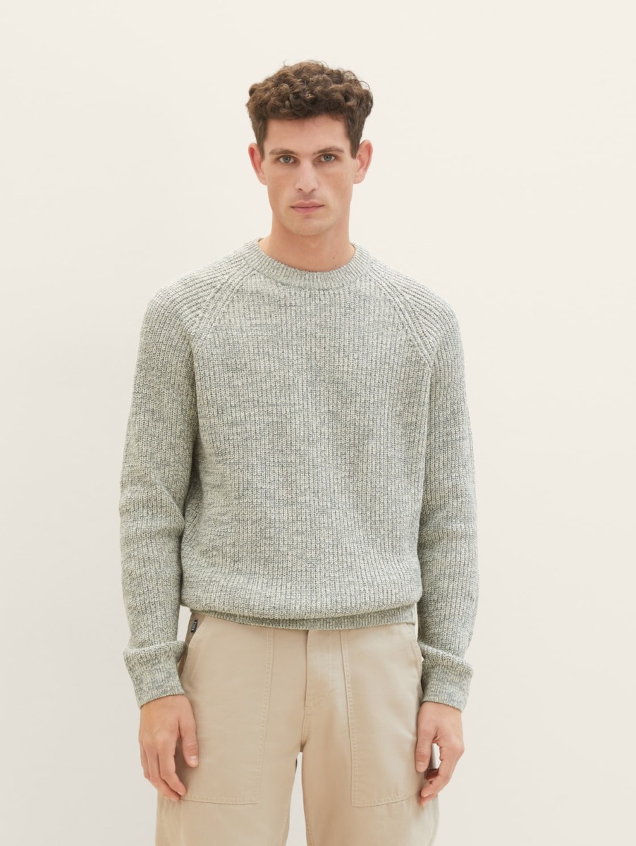 Tom Tailor - Gents White Knitting Sweater GOOFASH