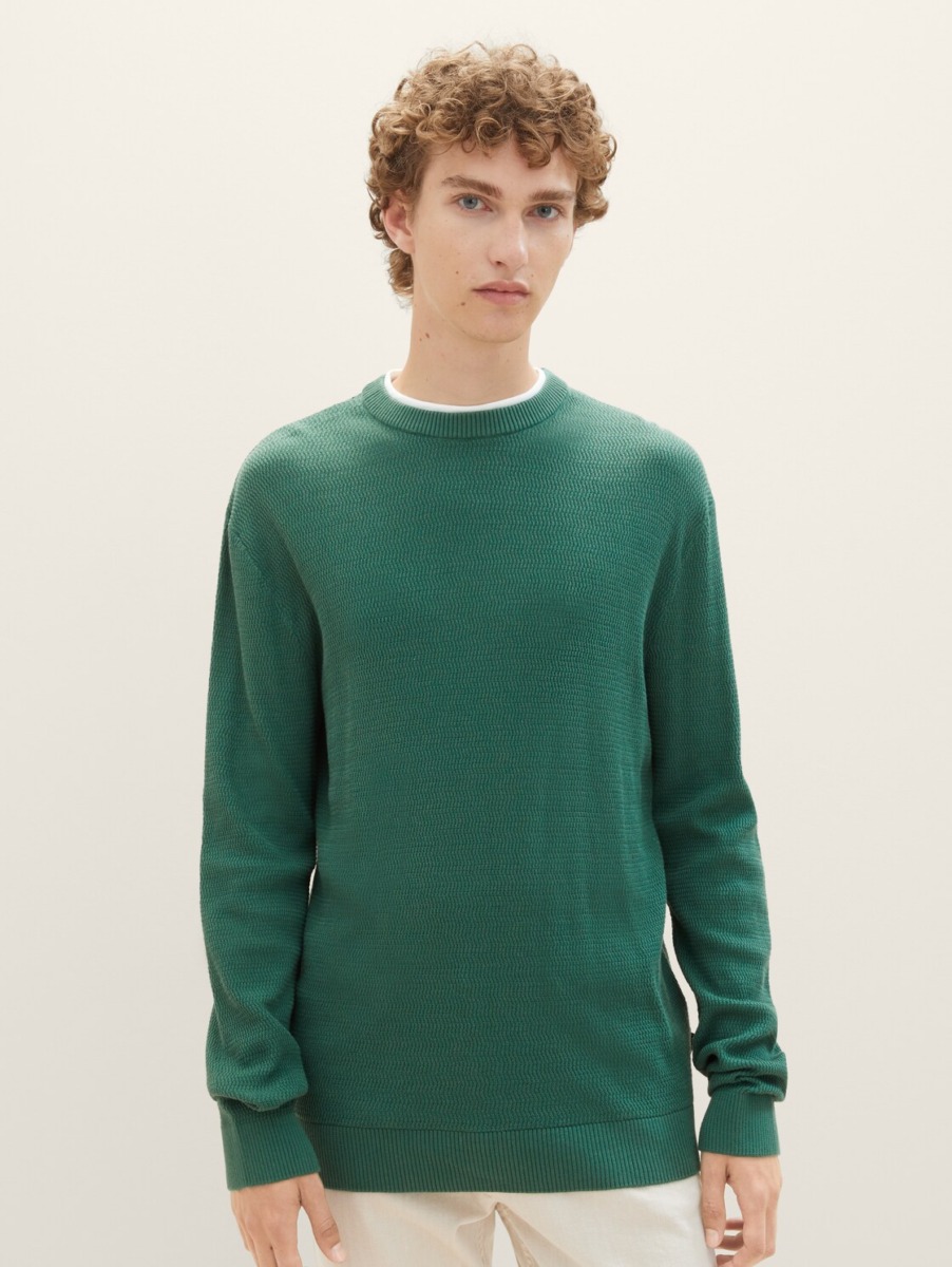 Tom Tailor - Green - Man Knitting Sweater GOOFASH