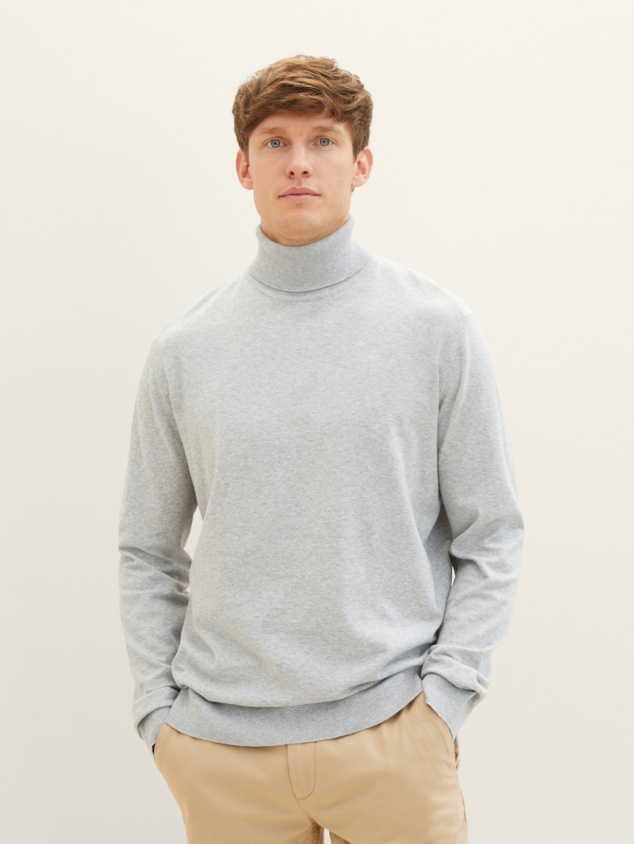 Tom Tailor Grey Knitting Sweater for Man GOOFASH