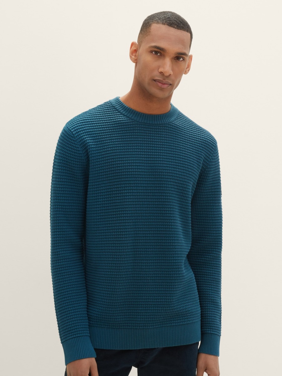 Tom Tailor - Knitting Sweater Green for Men GOOFASH