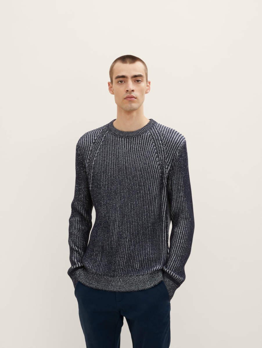 Tom Tailor - Knitting Sweater in Blue for Man GOOFASH