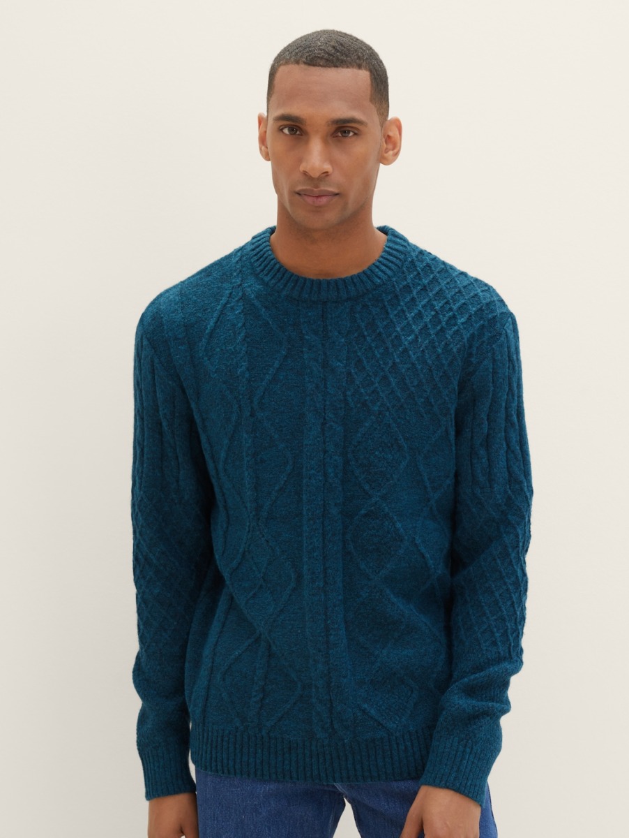 Tom Tailor - Knitting Sweater in Green for Men GOOFASH