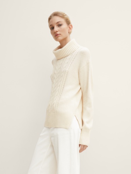 Tom Tailor Knitting Sweater in White for Women GOOFASH