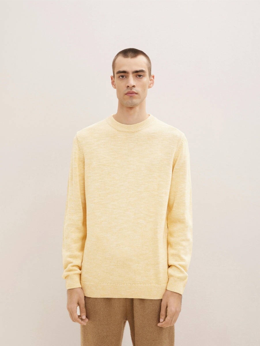 Tom Tailor - Knitting Sweater in Yellow for Man GOOFASH