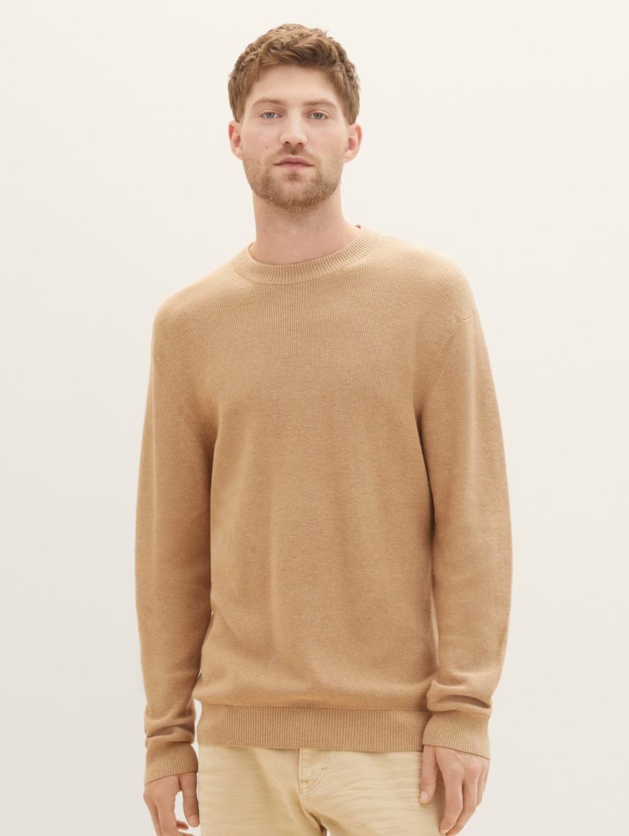 Tom Tailor - Man Brown Knitting Sweater GOOFASH