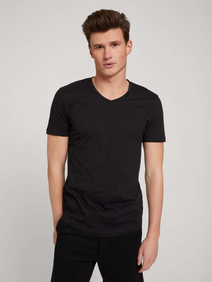 Tom Tailor - Man T-Shirt in Black GOOFASH