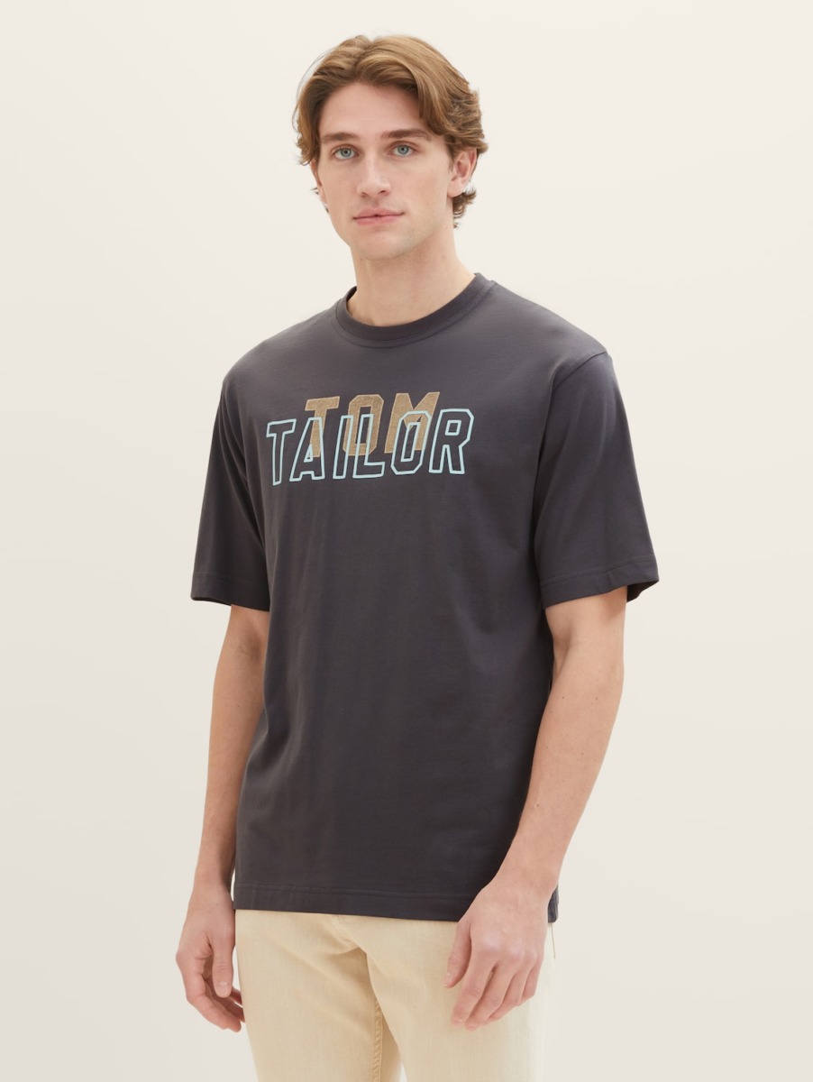 Tom Tailor Man T-Shirt in Grey GOOFASH
