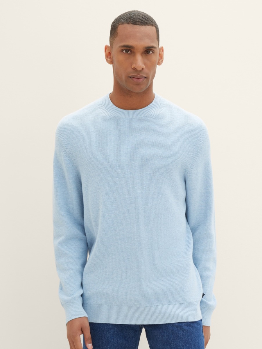 Tom Tailor Mens Blue Knitting Sweater GOOFASH