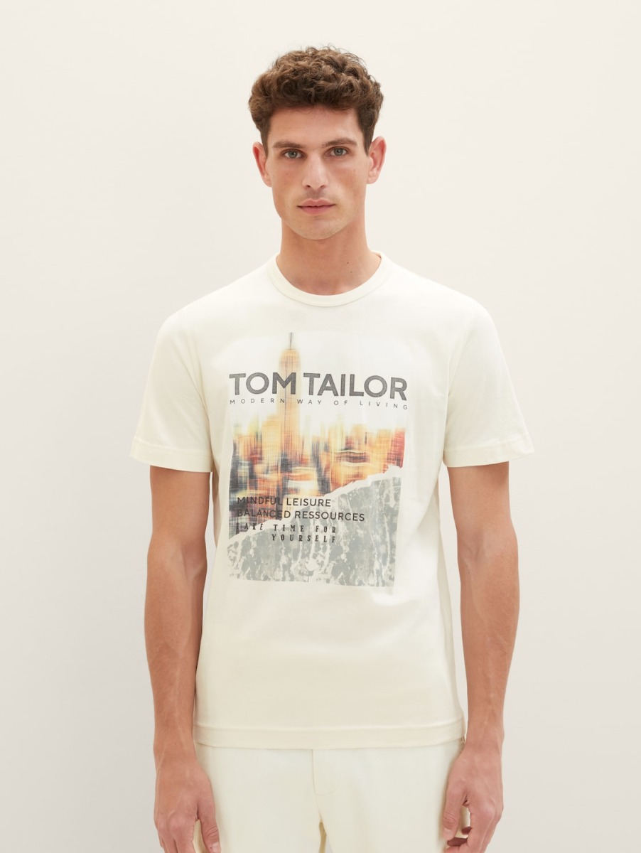 Tom Tailor - Mens T-Shirt in Beige GOOFASH