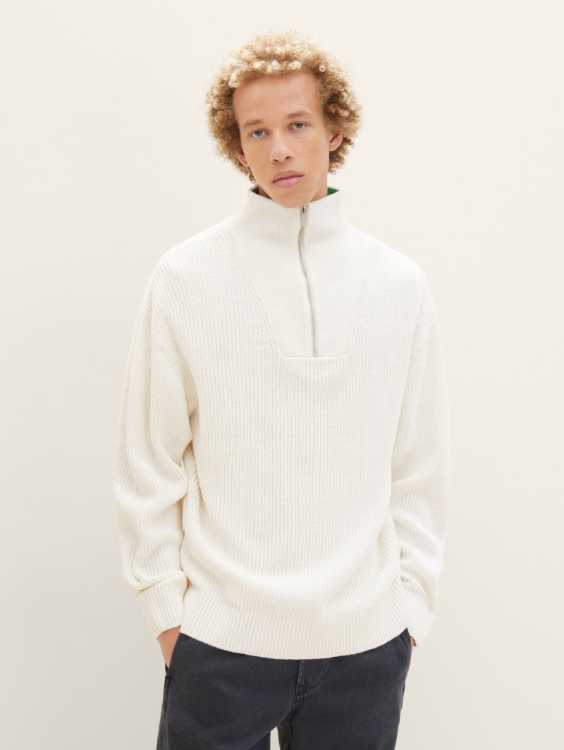 Tom Tailor White Knitting Sweater GOOFASH