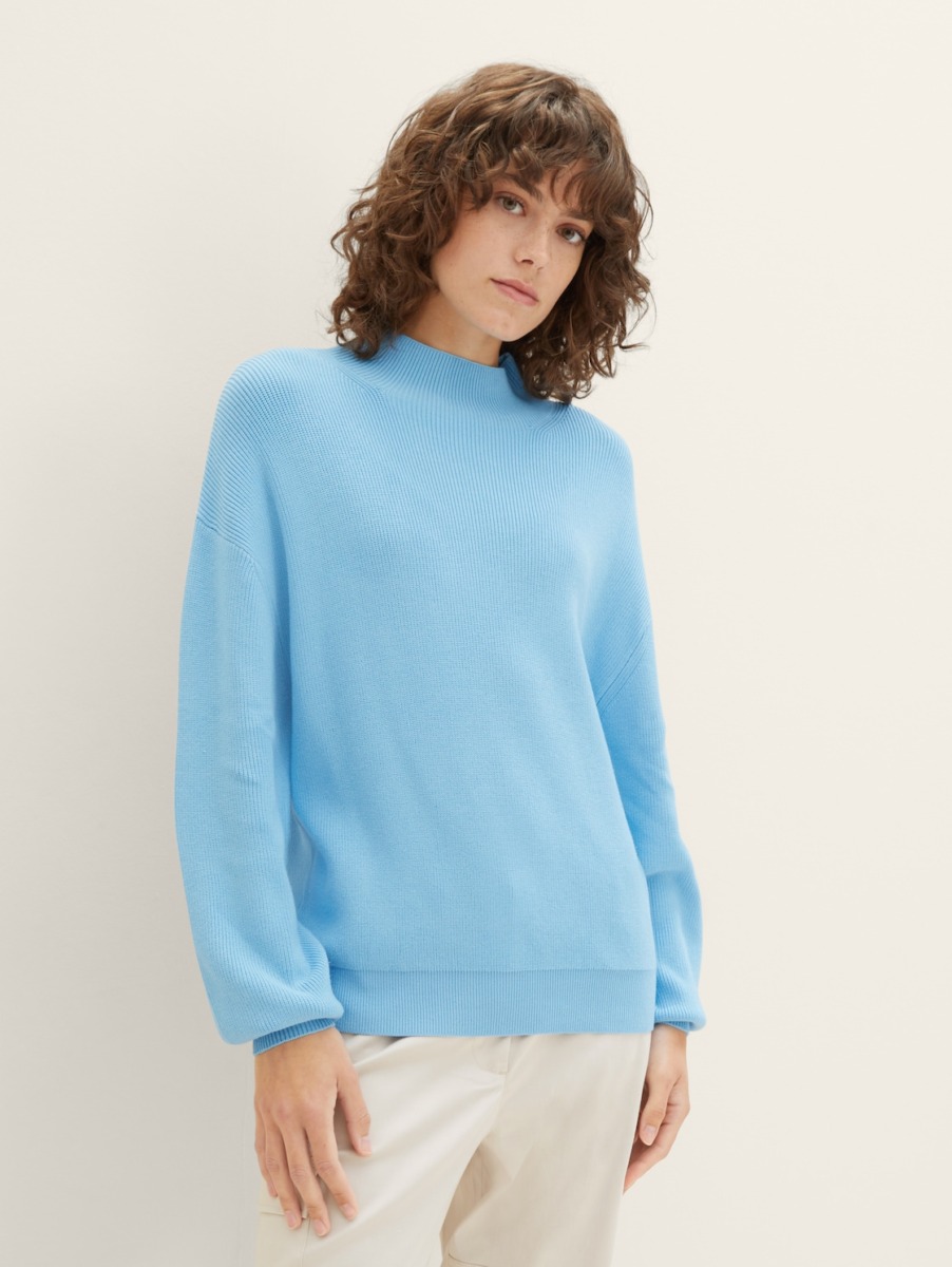 Tom Tailor - Women's Blue Knitting Sweater GOOFASH