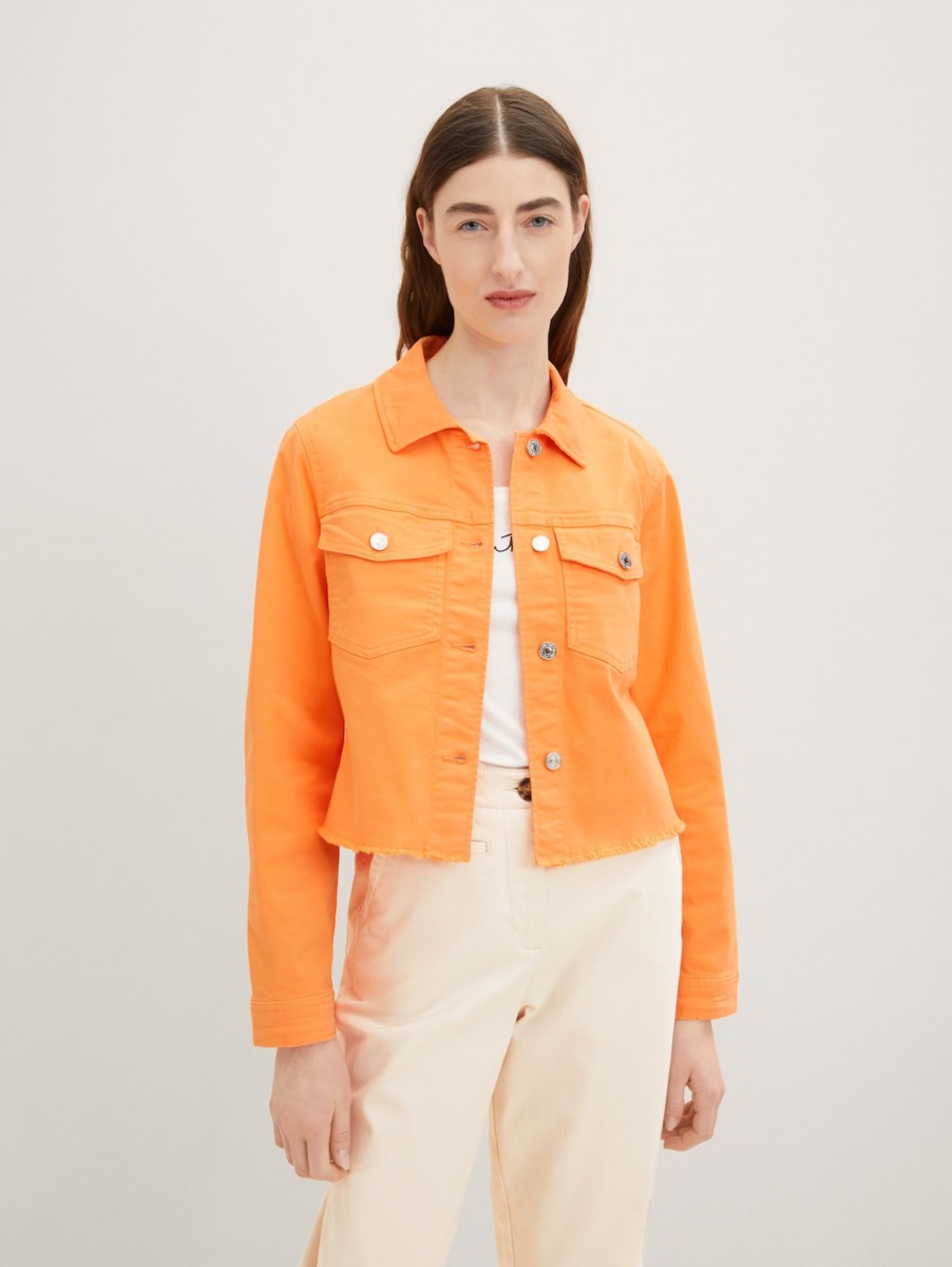 Tom Tailor - Women's Denim Jacket Orange GOOFASH