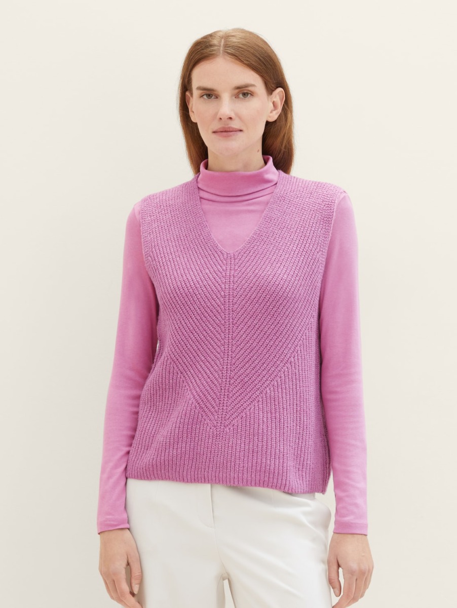 Tom Tailor - Women's Knitted Sweater in Pink GOOFASH