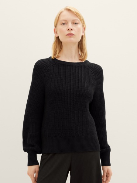 Tom Tailor - Women's Knitting Sweater Black GOOFASH