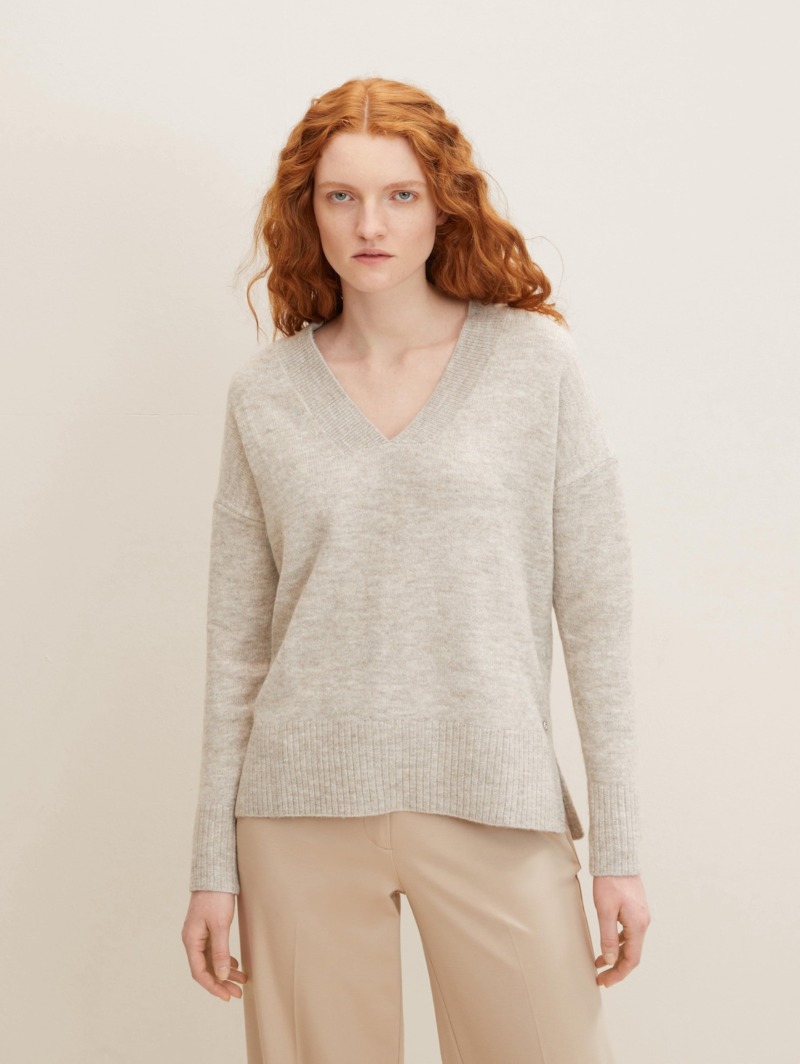 Tom Tailor - Women's Knitting Sweater Grey GOOFASH