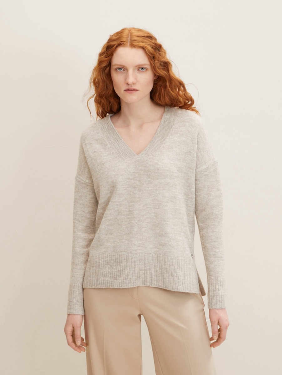 Tom Tailor - Women's Knitting Sweater Grey GOOFASH