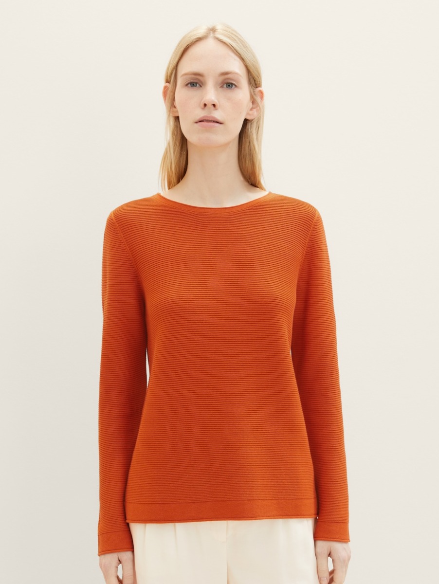 Tom Tailor Women's Orange Knitting Sweater GOOFASH