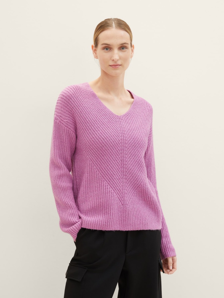 Tom Tailor - Women's Pink Knitting Sweater GOOFASH
