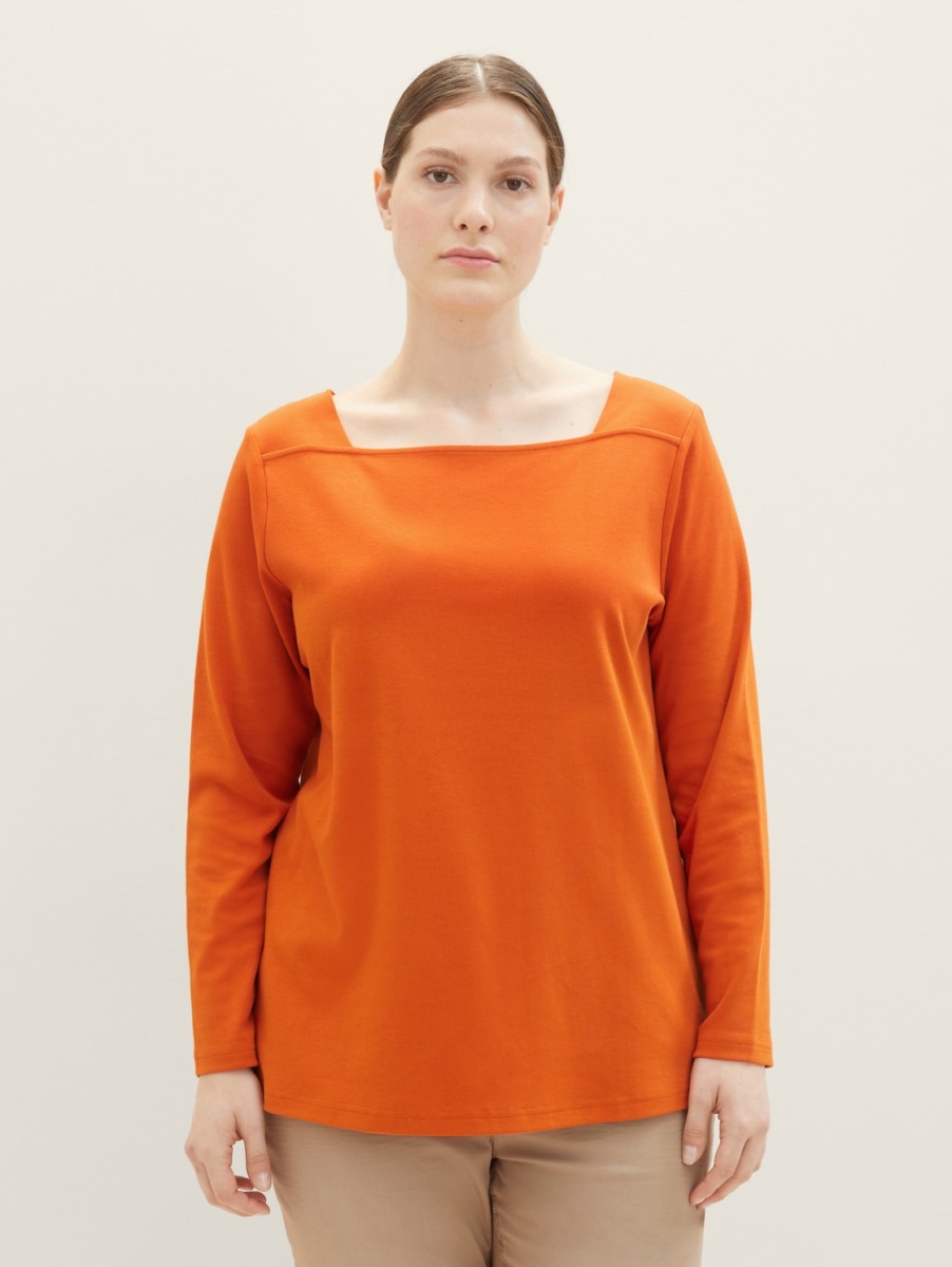 Tom Tailor Womens T-Shirt Orange GOOFASH