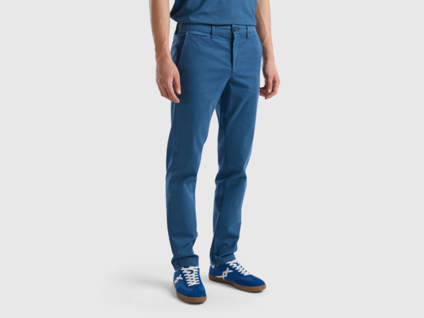 United Colors of Benetton Blue Men Chino Pants - Benetton GOOFASH