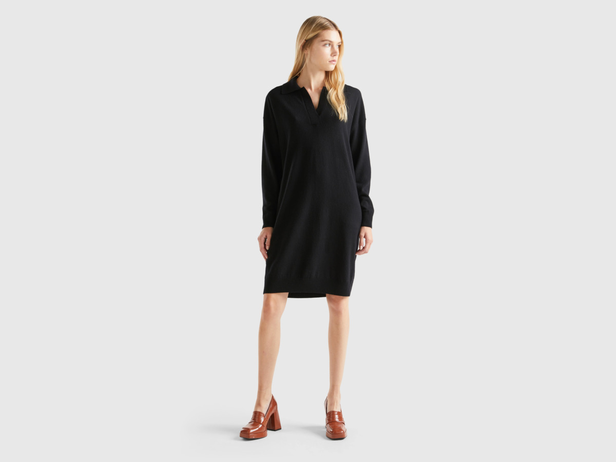 United Colors of Benetton Knitted Dress in Black for Woman at Benetton GOOFASH