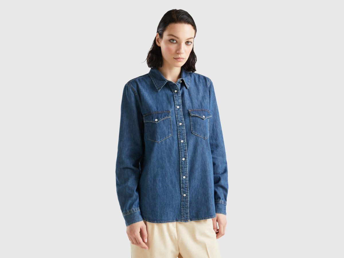 United Colors of Benetton - Ladies Jeans Shirt Blue from Benetton GOOFASH