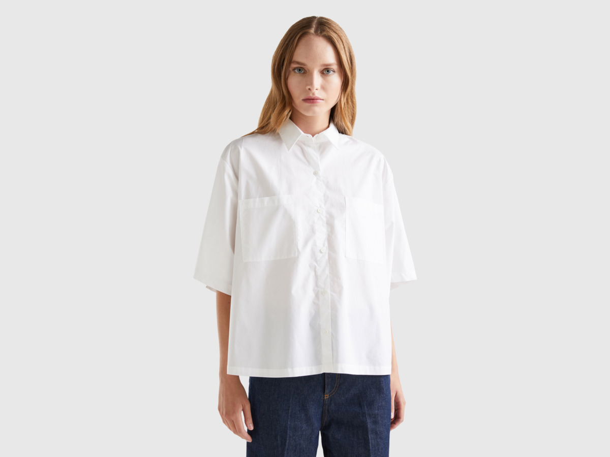United Colors of Benetton - Lady Shirt in White Benetton GOOFASH