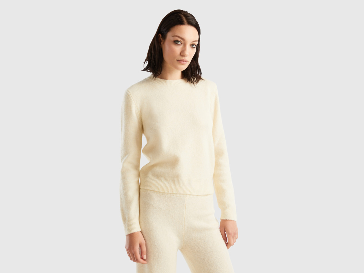 United Colors of Benetton - Lady Sweater White by Benetton GOOFASH