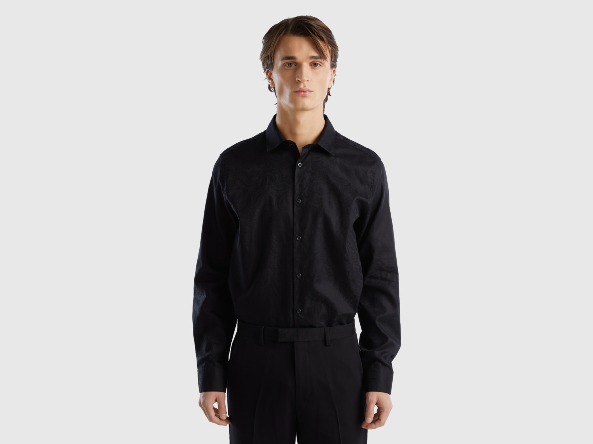 United Colors of Benetton - Mens Shirt in Black by Benetton GOOFASH