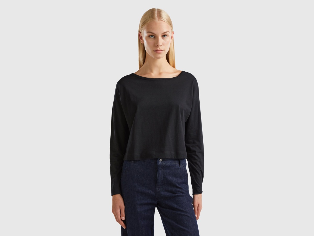 United Colors of Benetton Woman Black T-Shirt from Benetton GOOFASH