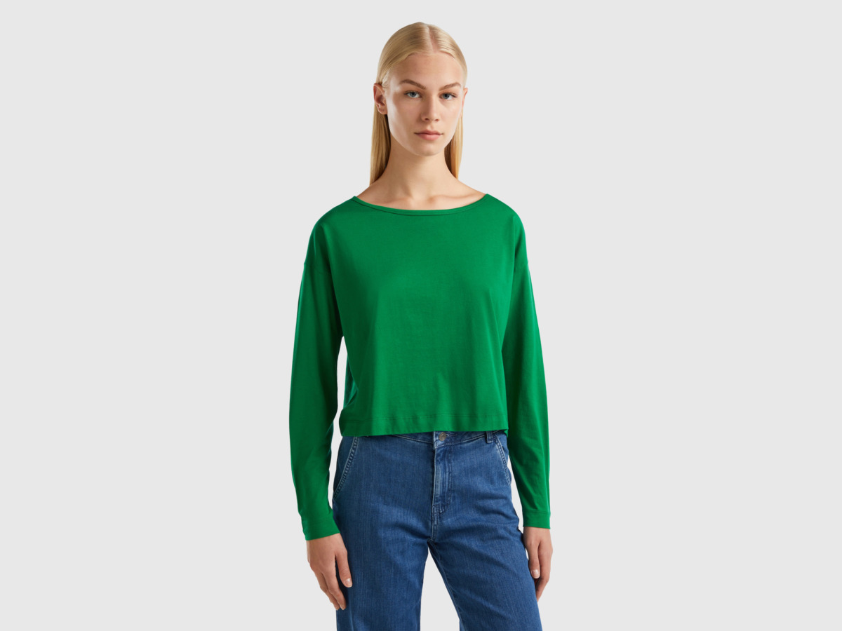 United Colors of Benetton Woman Green T-Shirt at Benetton GOOFASH