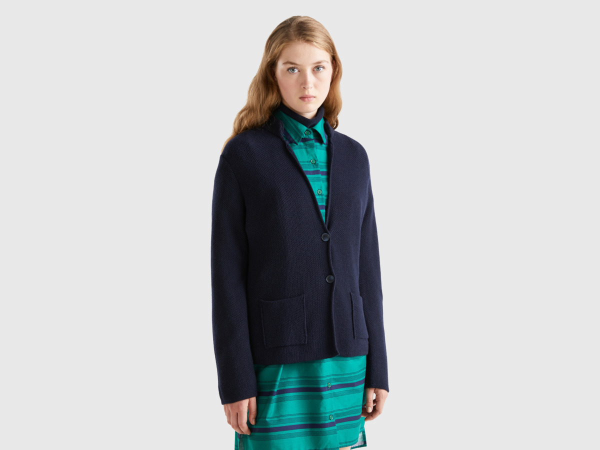 United Colors of Benetton Woman Jacket Blue from Benetton GOOFASH