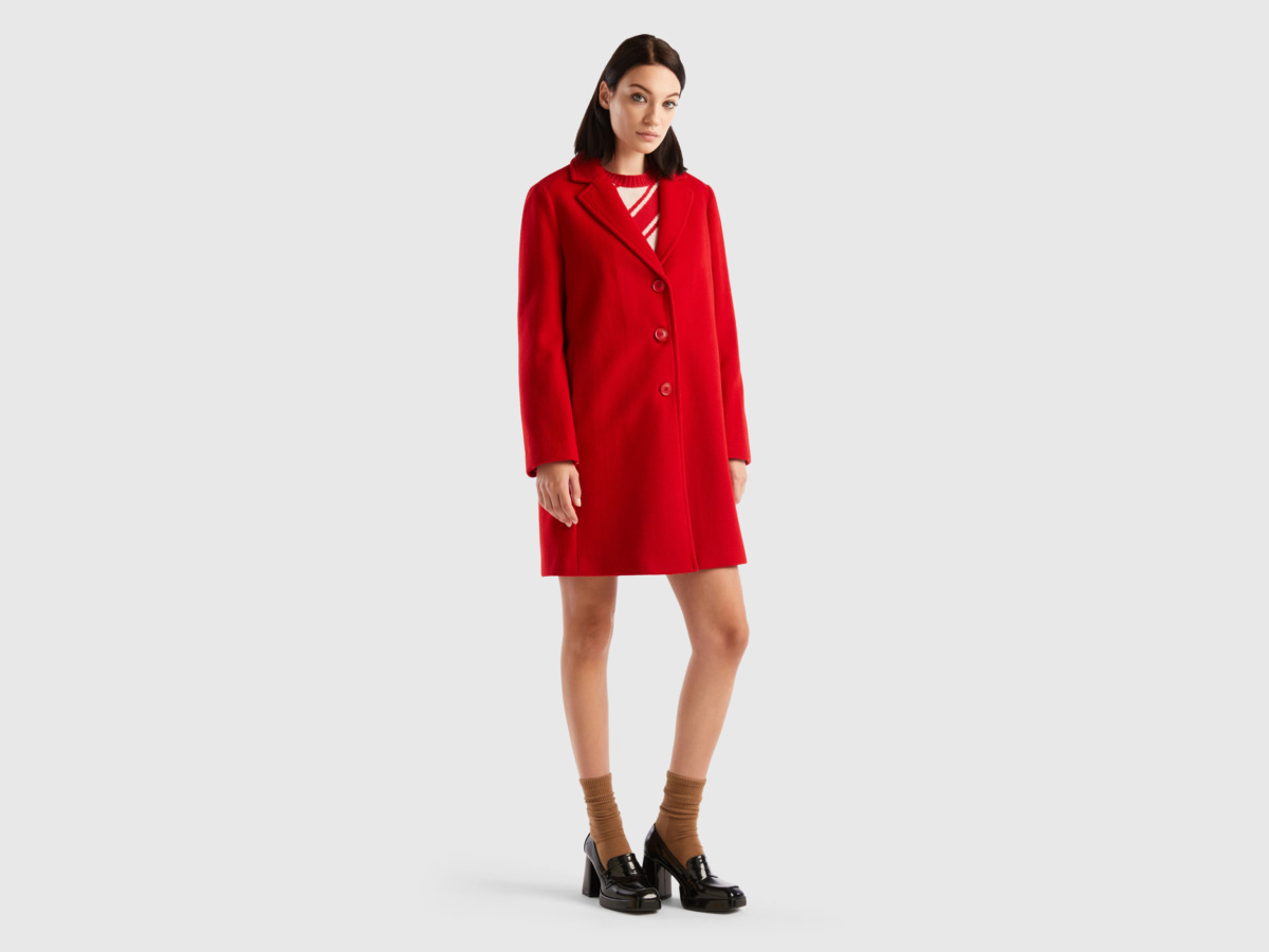 United Colors of Benetton Woman Short Coat Red at Benetton GOOFASH