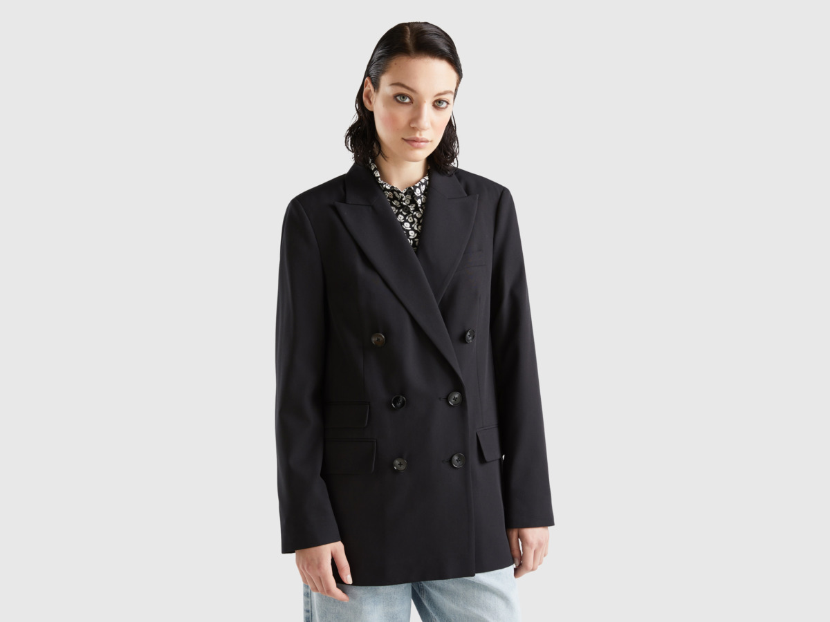 United Colors of Benetton - Women Double Breasted Blazer in Black at Benetton GOOFASH