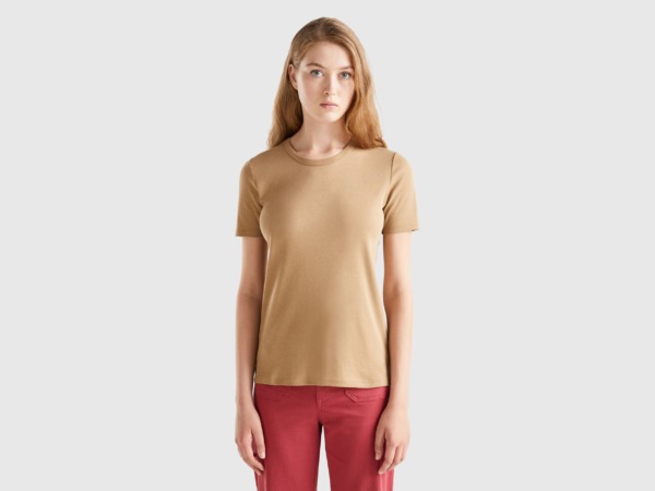 United Colors of Benetton Womens Camel T-Shirt from Benetton GOOFASH